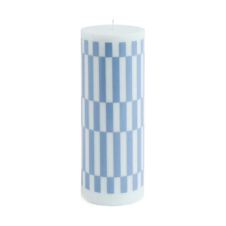 Vela gruesa Column Candle large 25 cm - Light blue-dusty blue check - HAY