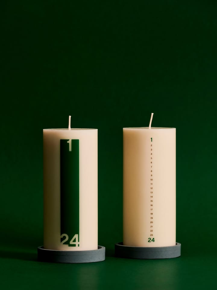 Vela y portavelas Calendar 6,8 cm - Bold Off white-green - HAY