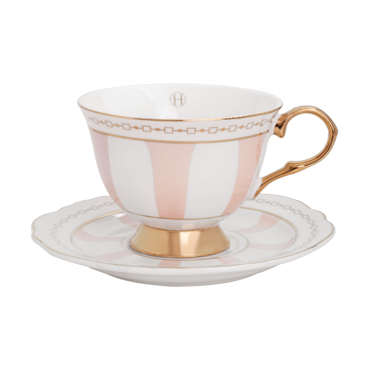 Taza con platillo Strisce Rosa - 22 cl - Hilke Collection