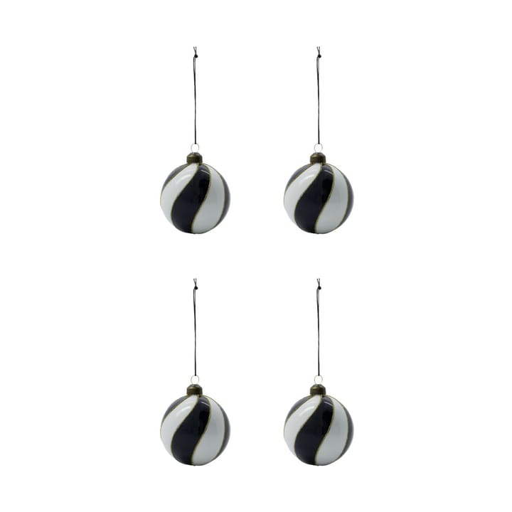 Bolas de Navidad Coil Ø8 cm, 4-pack - Negro-blanco - House Doctor