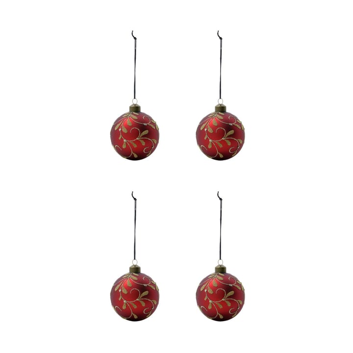 Bolas de Navidad Flori Ø8 cm 4-pack - Rojo - House Doctor