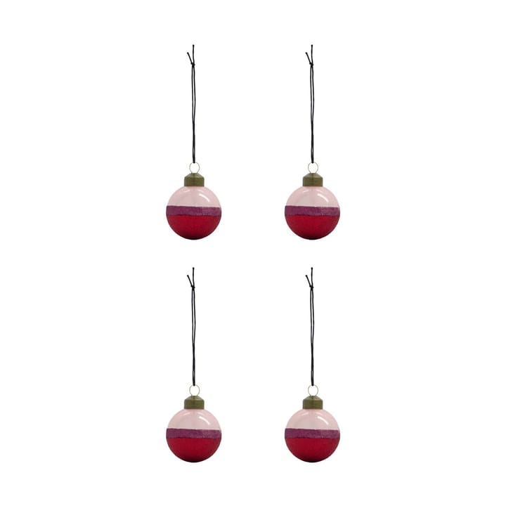 Bolas de Navidad Stripe Ø5 cm, 4-pack, Rosa-rojo House Doctor