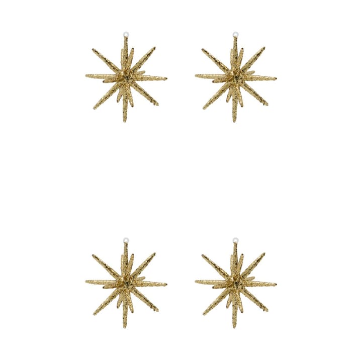 Estrellas para el árbol de Navidad Spike Ø12 cm, 4-pack - Purpurina de latón marrón - House Doctor