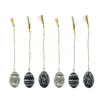 Huevos de Pascua Deco 3 cm, 6 piezas - Black-offwhite - House Doctor