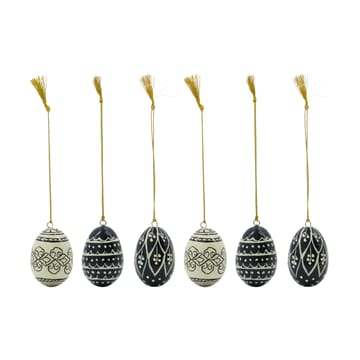 Huevos de Pascua Deco 5 cm, 6 piezas - Black-offwhite - House Doctor