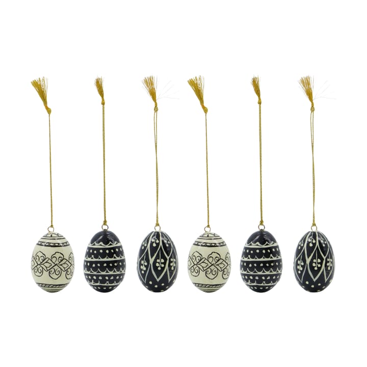 Huevos de Pascua Deco 5 cm, 6 piezas - Black-offwhite - House Doctor