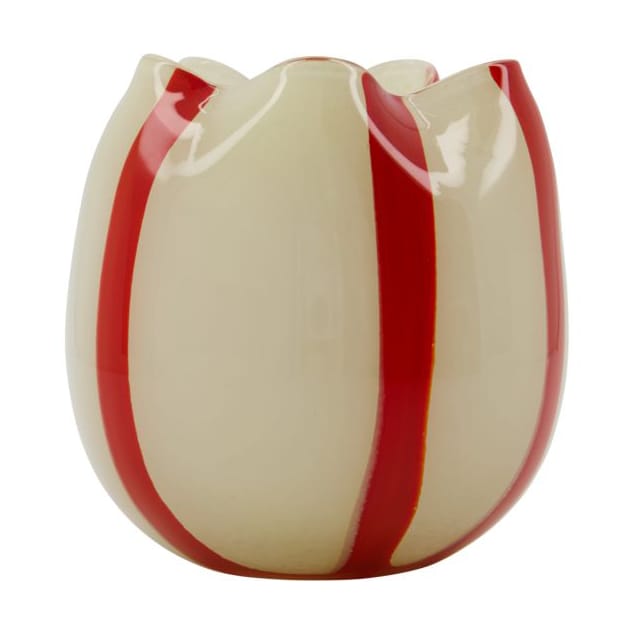 Portavelas Gula Ø15 cm - Blanco-rojo - House Doctor