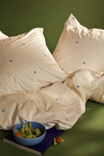 Juego de cama Daisy 220x220 cm - Blanco-azul claro - Juna