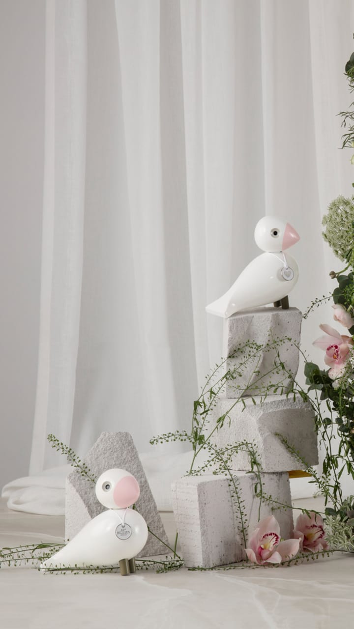 Figura Kay Bojesen pájaro cantor Love, Blanco-rosa Kay Bojesen Denmark