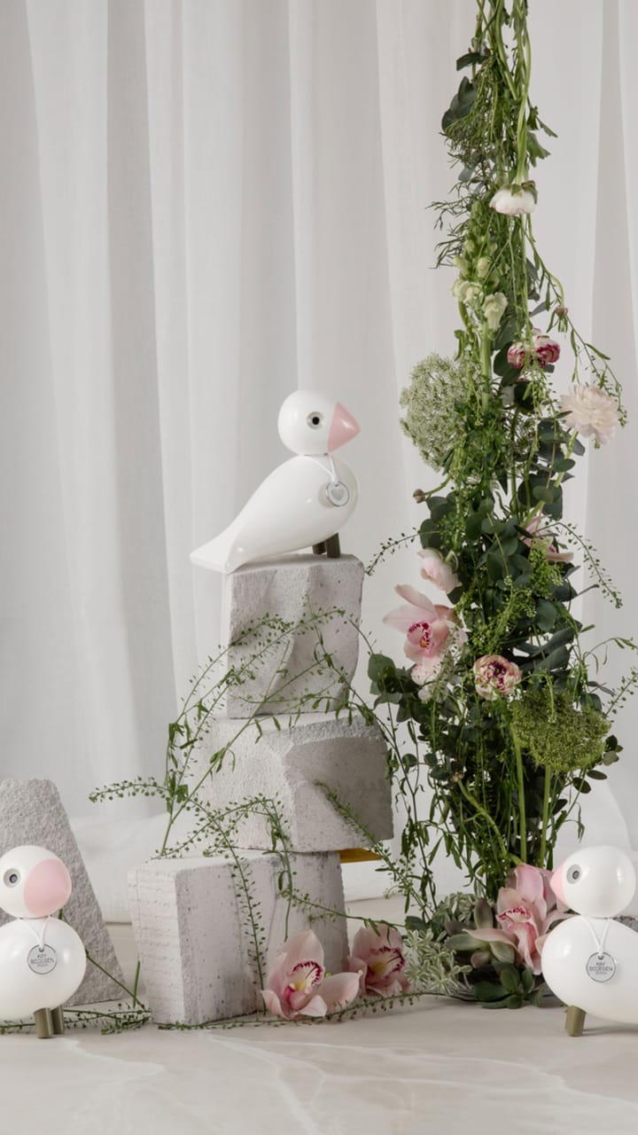 Figura Kay Bojesen pájaro cantor Love, Blanco-rosa Kay Bojesen Denmark