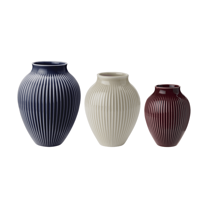 Set de jarrones acanalados Knabstrup 3-pack - Berry-sand-dark blue - Knabstrup Keramik