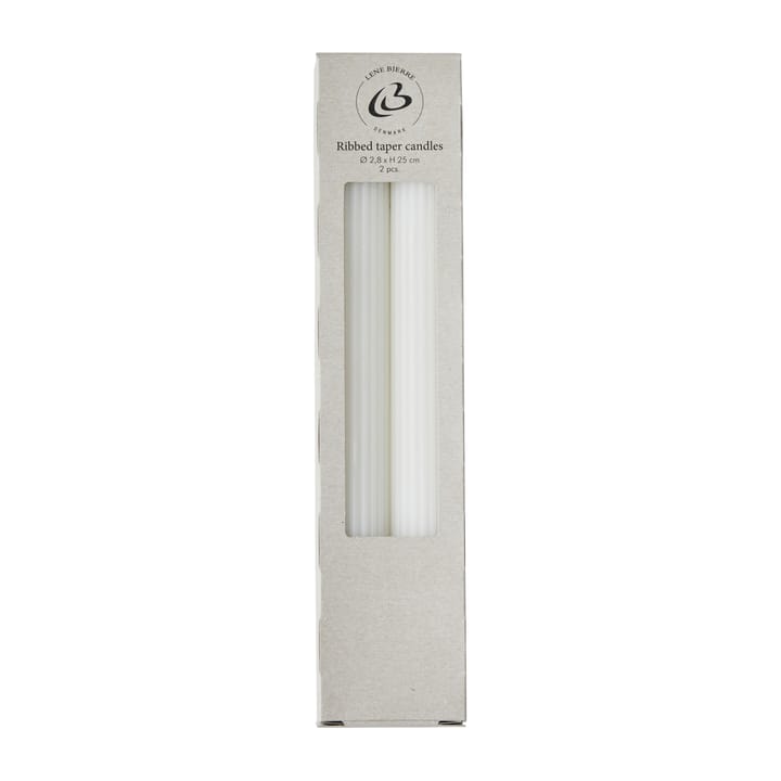 2 Velas Ribbat 25 cm - white - Lene Bjerre