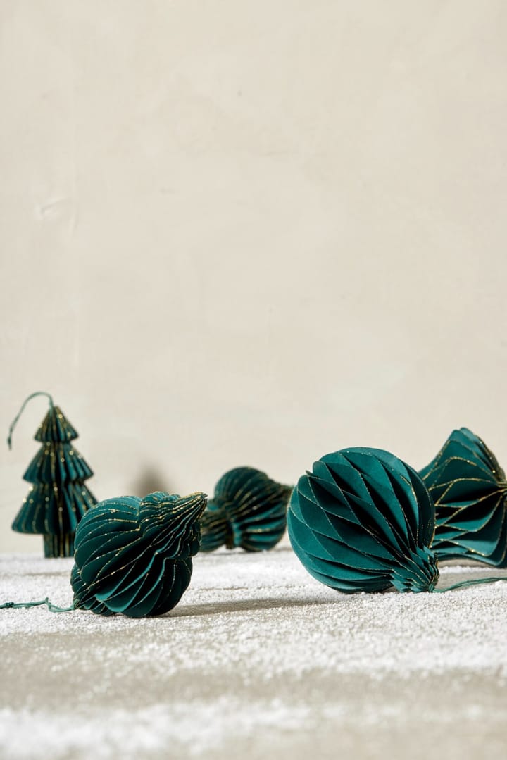 Adorno navideño Pappia 12 cm - Verde oscuro, redondo - Lene Bjerre