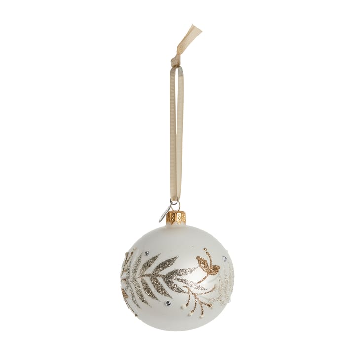 Bola de navidad Cadelia hoja de árbol Ø8 cm, white-silver Lene Bjerre