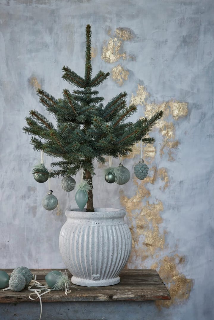 Bola de Navidad Norille Ø11 cm - Dusty green, acanalado - Lene Bjerre