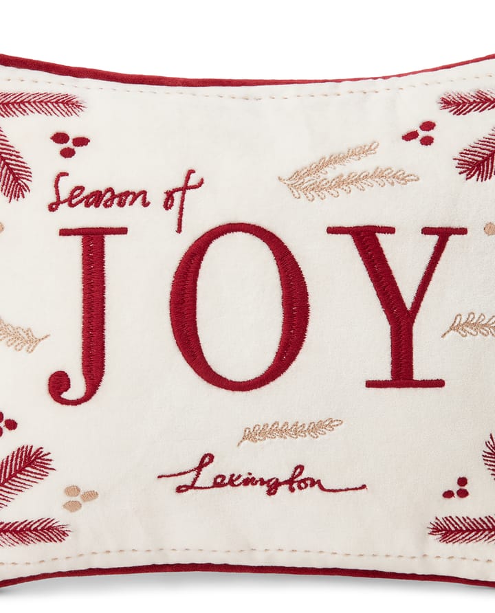 Cojín Joy organic cotton velvet 30x40 cm, Blanco-rojo Lexington