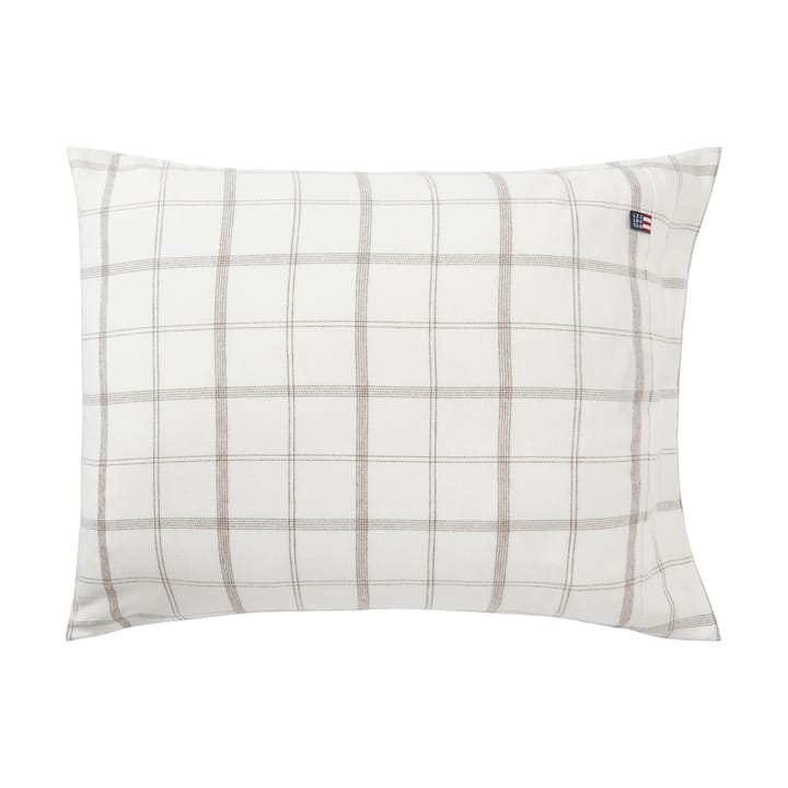 Funda de almohada Checked Flannel 50x60 cm - White-brown - Lexington