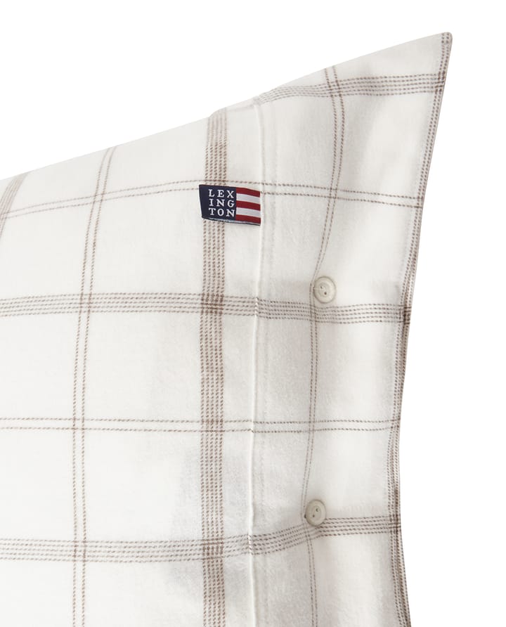 Funda de almohada Checked Flannel 50x60 cm, White-brown Lexington