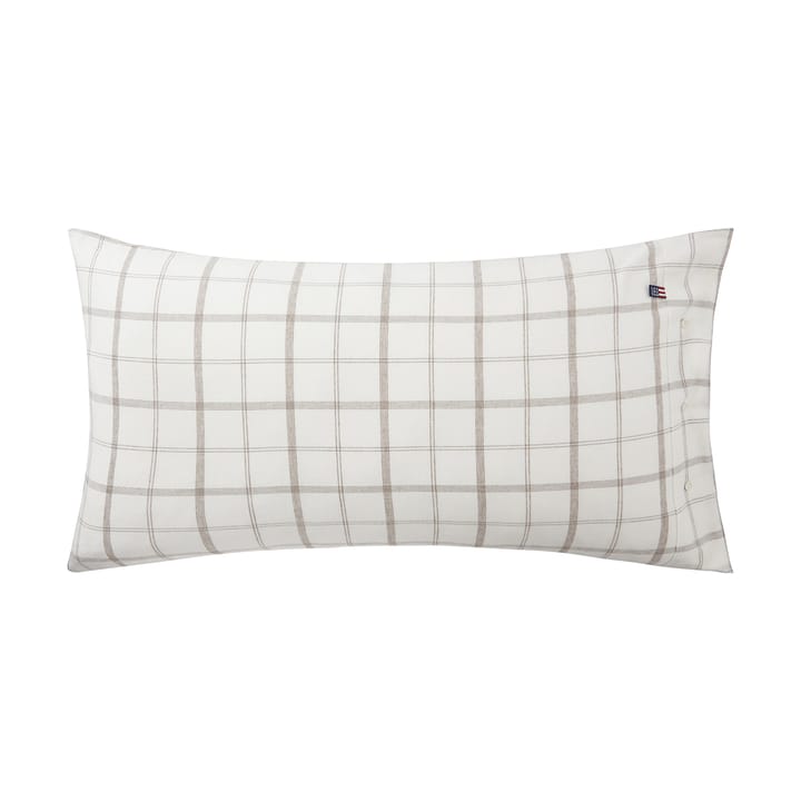 Funda de almohada Checked Flannel 50x90 cm - White-brown - Lexington