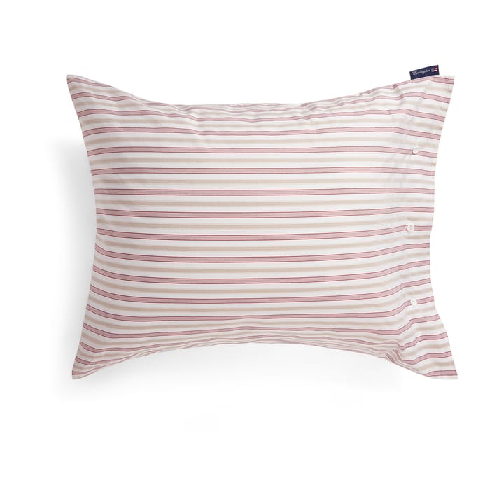 Funda de almohada Dobby striped cotton poplin 50x60 cm - Rojo-beige-blanco - Lexington