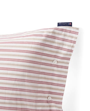 Funda de almohada Dobby striped cotton poplin 50x60 cm - Rojo-beige-blanco - Lexington