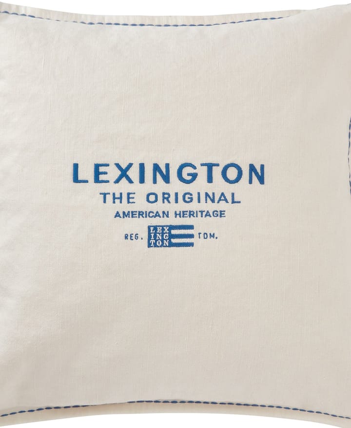 Funda de cojín Logo Embroidered Linen/Cotton 50x50 cm, White Lexington