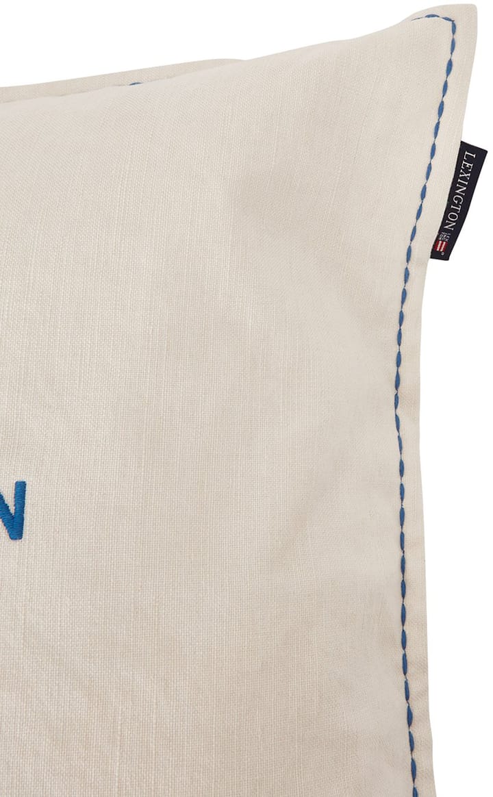 Funda de cojín Logo Embroidered Linen/Cotton 50x50 cm, White Lexington