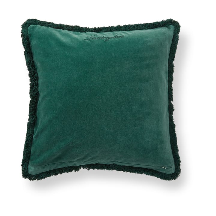 Funda de cojín Organic cotton velvet fringe 50x50 cm - Verde - Lexington