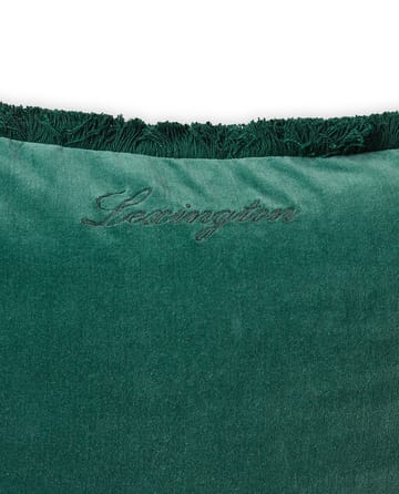 Funda de cojín Organic cotton velvet fringe 50x50 cm - Verde - Lexington