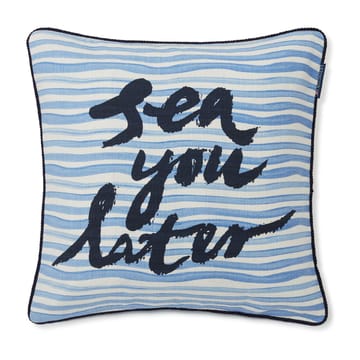 Funda de coj�ín Sea You Later Cotton Canvas 50x50 cm - White-blue - Lexington