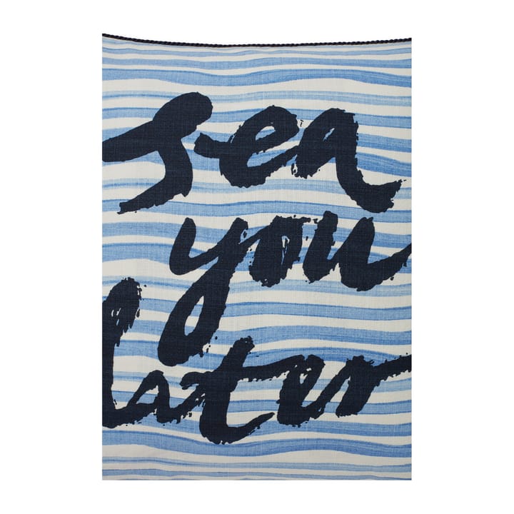 Funda de cojín Sea You Later Cotton Canvas 50x50 cm, White-blue Lexington