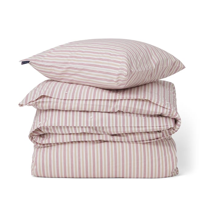 Juego de cama Dobby striped cotton poplin - Rojo-beige-blanco - Lexington