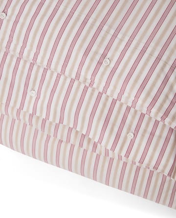 Juego de cama Dobby striped cotton poplin - Rojo-beige-blanco - Lexington