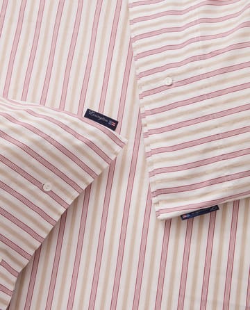 Juego de cama Dobby striped cotton poplin - Rojo-beige-blanco - Lexington