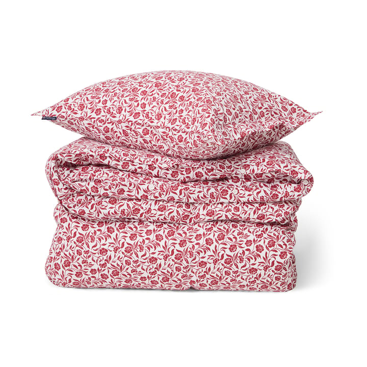 Juego de cama Flower printed cotton sateen - Blanco-rojo - Lexington