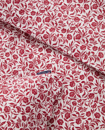 Juego de cama Flower printed cotton sateen - Blanco-rojo - Lexington