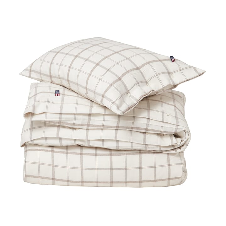 Juego de sábanas Checked Flannel 150x210 cm - White-brown - Lexington