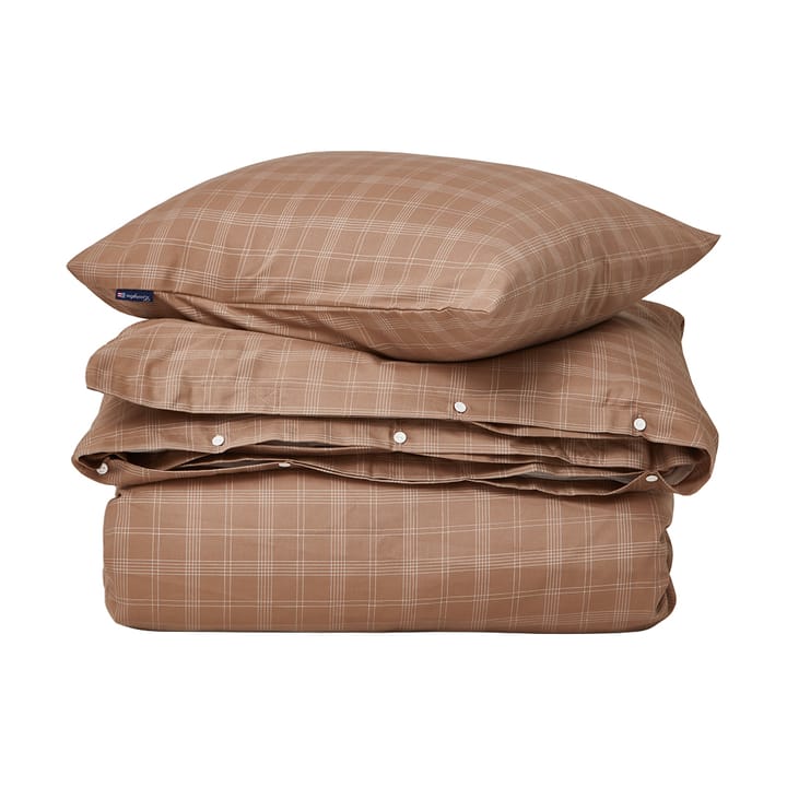 Juego de sábanas Checked Pin Point Oxford 150x210 cm - Brown - Lexington