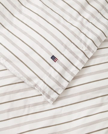 Juego de sábanas Striped Cotton Poplin 150x210 cm - White - Lexington