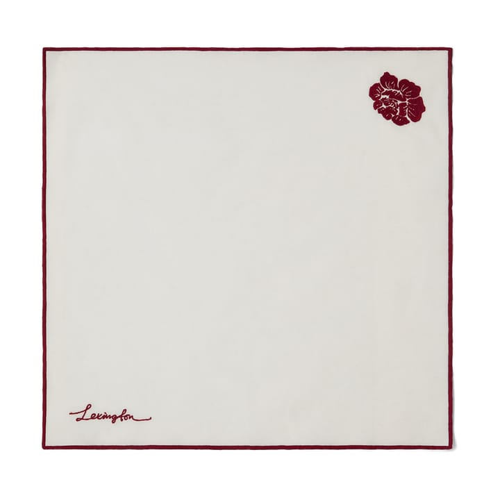 Servilleta Flower linen-cotton 50x50 cm, Blanco-rojo Lexington