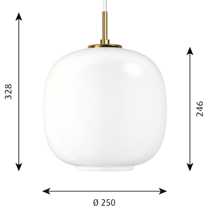 Lámpara colgante VL45 Radiohus Ø25 cm, Brass-white opal glass Louis Poulsen