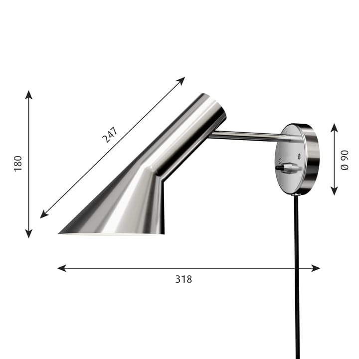 Lámpara de pared AJ, Acero inoxidable pulido Louis Poulsen