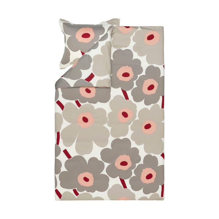 Funda nórdica de satén Unikko 150x210 cm, Off white-warm grey-pink Marimekko