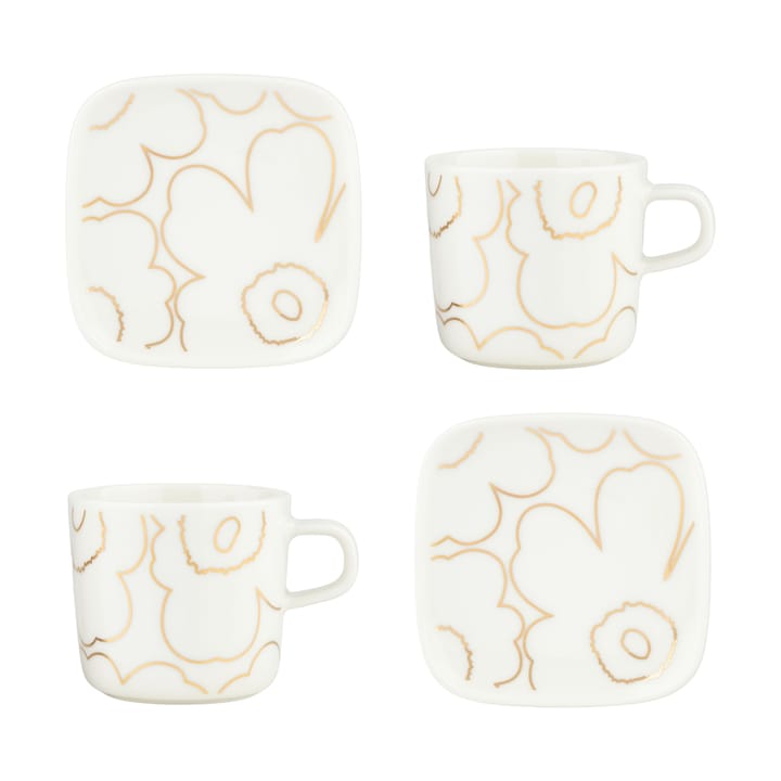 Juego de taza y plato Piirto Unikko 20 cl 4 piezas - White-gold - Marimekko