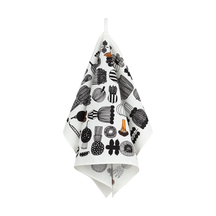 Paño de cocina Puutarhurin parhaat 47x70 cm - White-black-orange - Marimekko