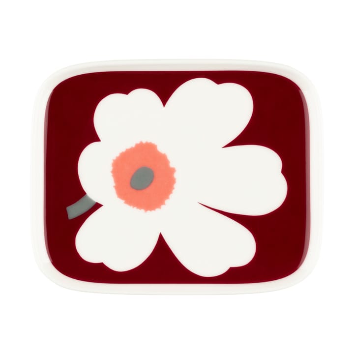 Plato Juhla Unikko 12x15 cm, White-dark cherry-ash grey Marimekko