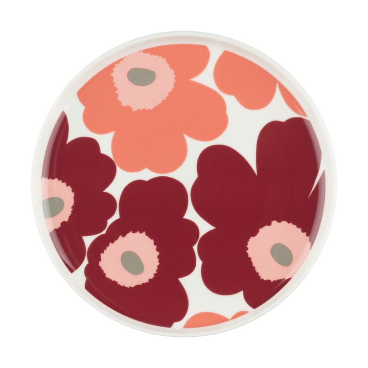 Plato Unikko Ø20 cm - White-dark cherry-salmon red - Marimekko