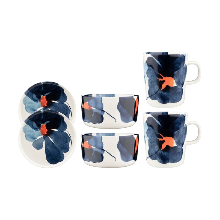 Set de desayuno Valssi 6 piezas - White-dark blue-orange - Marimekko