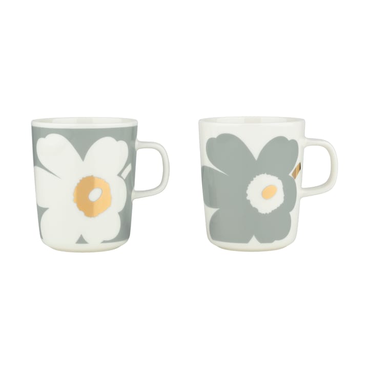 Taza 25 cl Unikko 60 aniversario 2-pack - White-light grey-gold - Marimekko