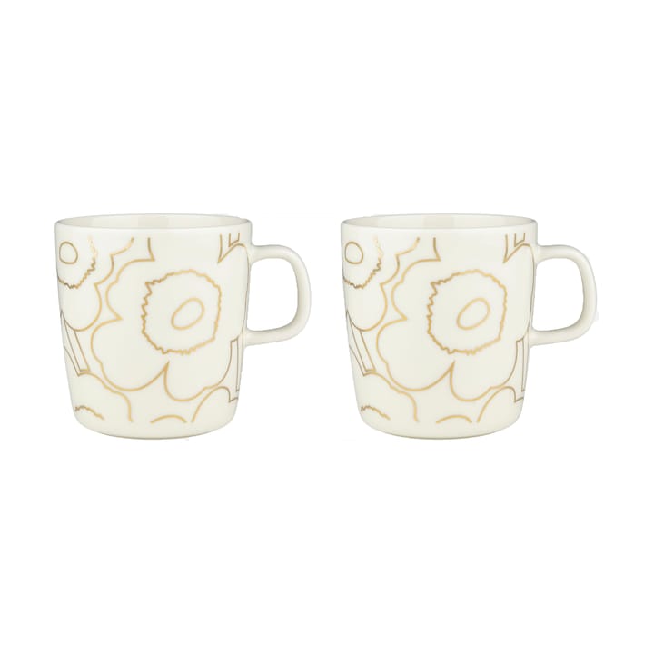 Taza Piirto Unikko 4 dl 2-pack - White-gold - Marimekko